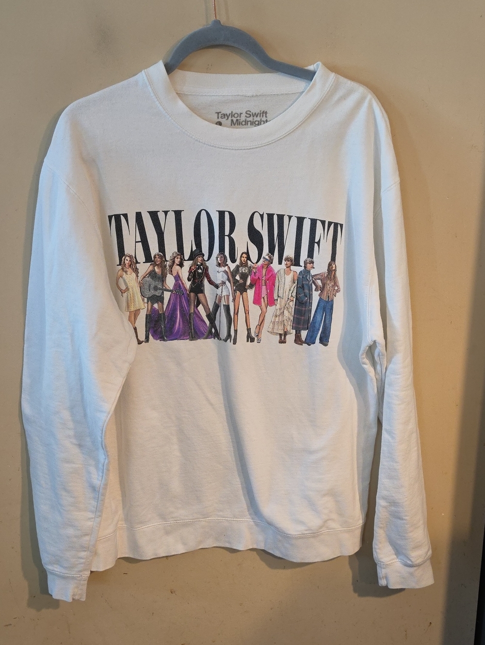 Taylor Swift White Graphic Crewneck Featuring Era Characters